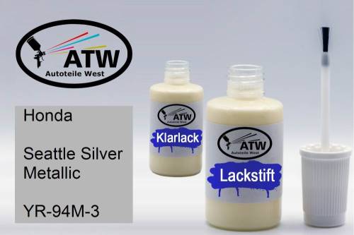 Honda, Seattle Silver Metallic, YR-94M-3: 20ml Lackstift + 20ml Klarlack - Set, von ATW Autoteile West.